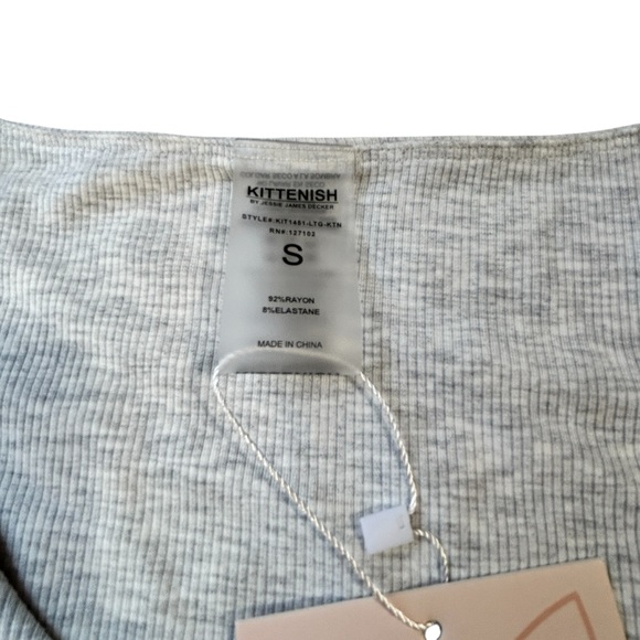 Kittenish Gray Fitted Long Sleeve Bodysuit - Picture 2 of 6